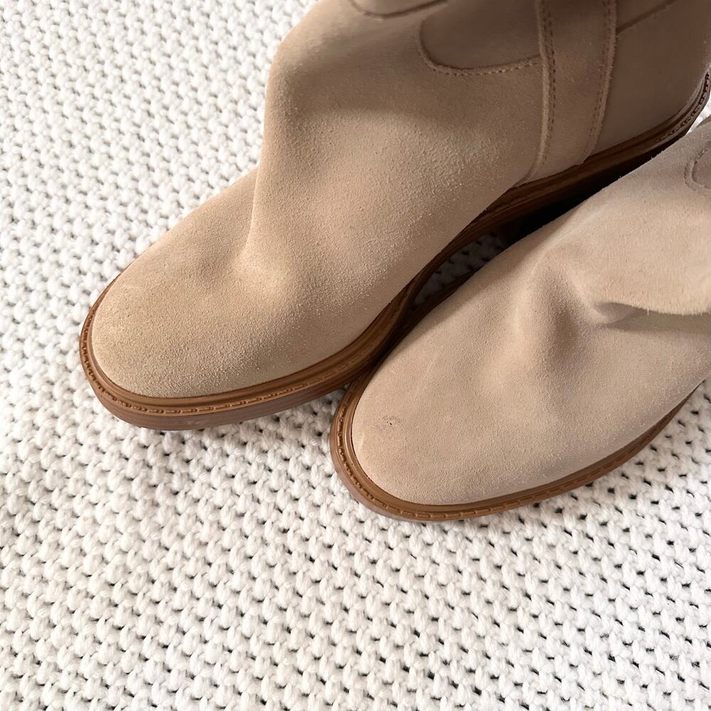 Dolce Vita Beige Suede Illora Knee High Heeled Pull On Knee High Boots 6 Sample - Picture 8 of 11